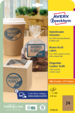 AVERY natuurbruine etiketten, rond 40 mm, 25 vel A4, permanent