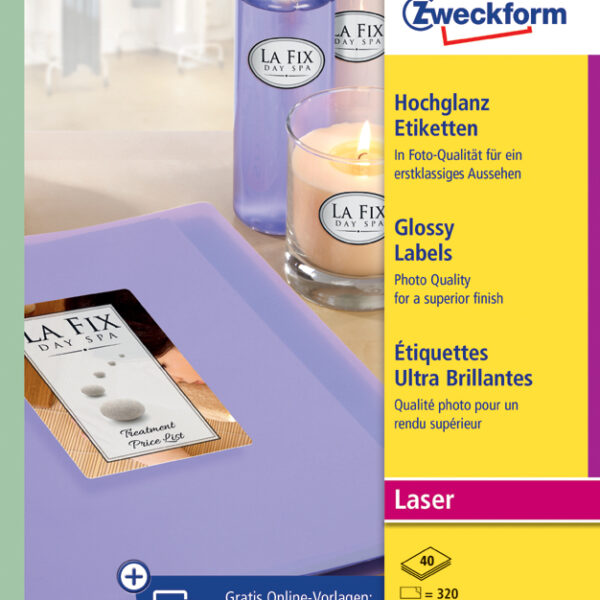 AVERY foto etiketten hoogglans, 99,1 x 67,7 mm, 40 vel A4, permanent, wit
