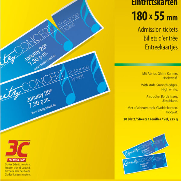 sigel entreekaarten, 180 x 55 mm, printbaar, hoogwit