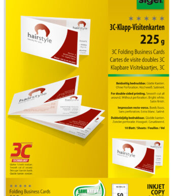 sigel gevouwen-visitekaartjes 3C, 90/180 x 55 mm, hoogwit