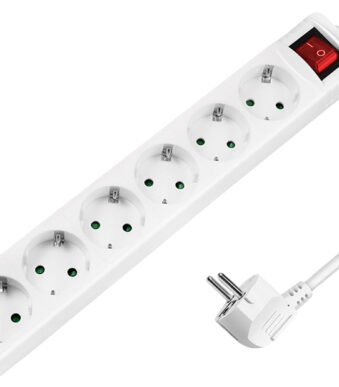 LogiLink stekkerdozenlijst, 6-voudig, met schakelaar, wit