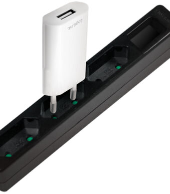 LogiLink Euro-stekkerdozenlijst, 3-voudig, zonder schakelaar, zwart