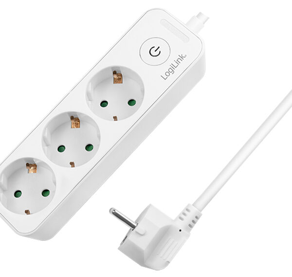 LogiLink stekkerdozenlijst, 3-voudig, met schakelaar, wit