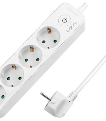 LogiLink stekkerdozenlijst, 4-voudig, met schakelaar, wit