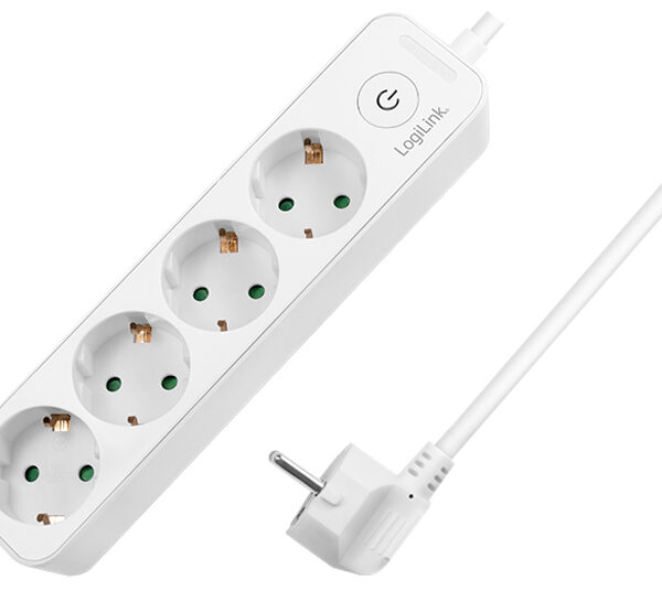 LogiLink stekkerdozenlijst, 4-voudig, met schakelaar, wit