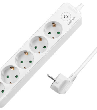 LogiLink stekkerdozenlijst, 5-voudig, met schakelaar, wit