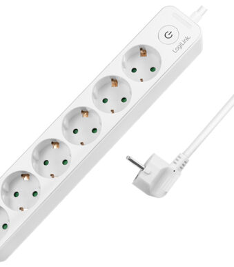 LogiLink stekkerdozenlijst, 6-voudig, met schakelaar, wit