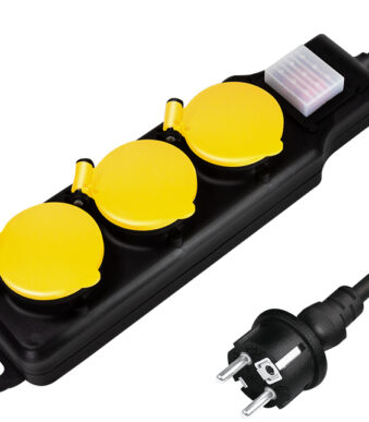LogiLink Outdoor-stekkerdozenlijst, 3-voudig, zwart, IP44