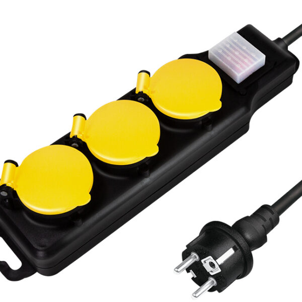 LogiLink Outdoor-stekkerdozenlijst, 3-voudig, zwart, IP44