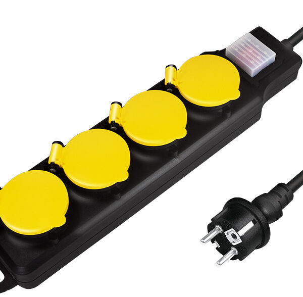 LogiLink Outdoor-stekkerdozenlijst, 4-voudig, zwart, IP44
