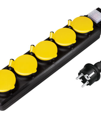 LogiLink Outdoor-stekkerdozenlijst, 5-voudig, zwart, IP44