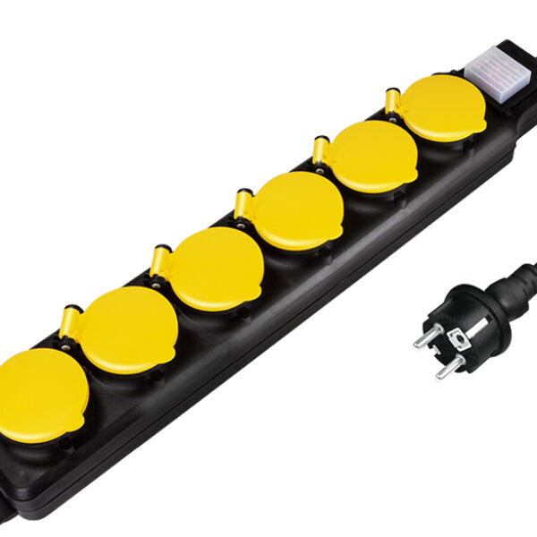LogiLink Outdoor-stekkerdozenlijst, 6-voudig, zwart, IP44