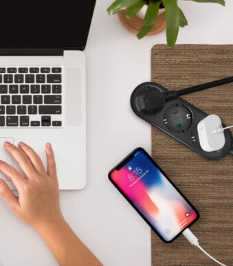 LogiLink stopcontactenlijst, 3-voudig, textielkabel, zwart