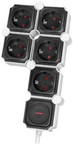 LogiLink flexibele stopcontactenlijst, 5-voudig, zwart/wit