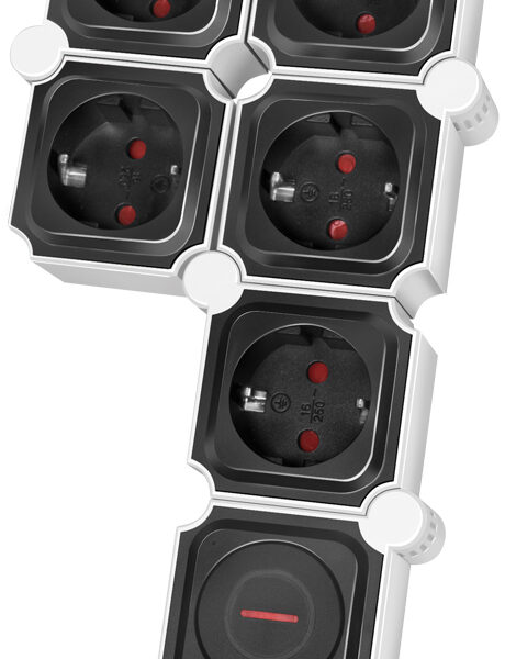 LogiLink flexibele stopcontactenlijst, 5-voudig, zwart/wit