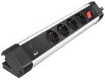 LogiLink desktop-stopcontactenlijst / stekkerdozenlijst, 4-voudig, 2x USB, met schakelaar, zwart/zil