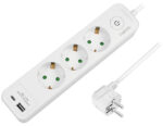 LogiLink stopcontactenlijst, 3-voudig, 2x USB, met schakelaar