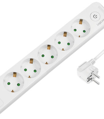 LogiLink stopcontactenlijst, 5-voudig, 2x USB, met schakelaar