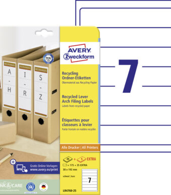 AVERY Recycling ordnerrug-etiketten, 38 x 192mm, naturelwit