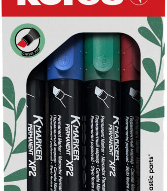 Kores permanentmarker 'ECO XP2', wigpunt, 4 stuks in etui