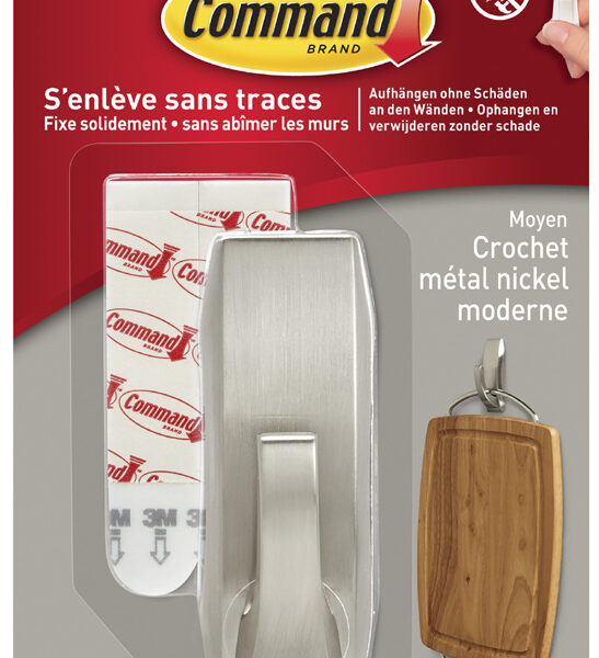 3M Command metalen haak ´Modern´, grootte: M, zilver