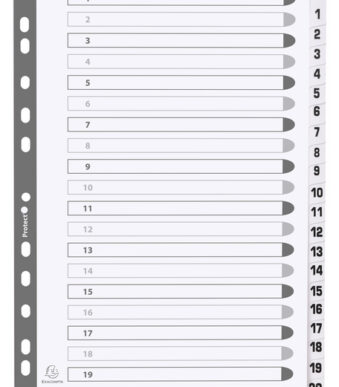 EXACOMPTA kartonnen tabbladen 1-20, DIN A4, wit, 20-delig