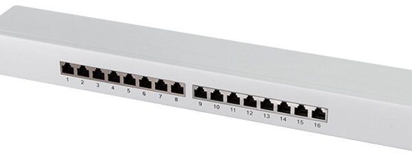 LogiLink 19´ Patch Panel Cat. 6A, 16 poorts, lichtgrijs, 1 HE