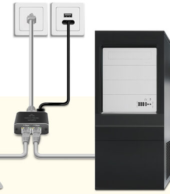 LogiLink Gigabit Ethernet Splitter, RJ45/USB-C - 2x RJ45