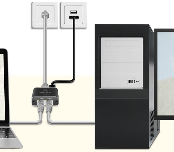LogiLink Gigabit Ethernet Splitter, RJ45/USB-C - 2x RJ45