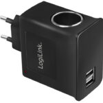 LogiLink AC/DC-oplader, met sigarettenaansteker koppeling