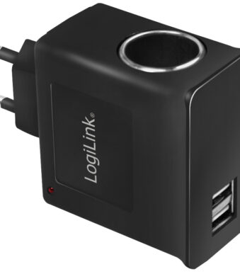 LogiLink AC/DC-oplader, met sigarettenaansteker koppeling