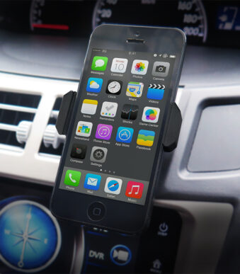 LogiLink USB-auto-oplader + smartphone houder, zwart