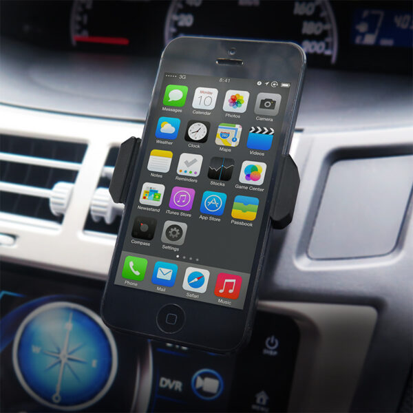 LogiLink USB-auto-oplader + smartphone houder, zwart