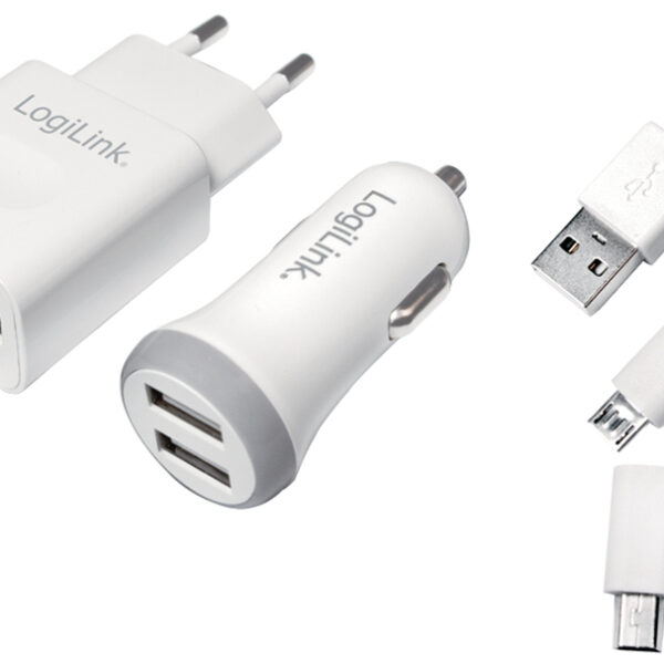 LogiLink USB-lader-set, 2-delig, ieder 2x USB-koppeling