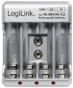 LogiLink stekker-batterij oplader, zilver