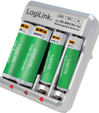 LogiLink stekker-batterij oplader, zilver