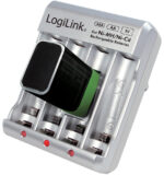 LogiLink stekker-batterij oplader, zilver