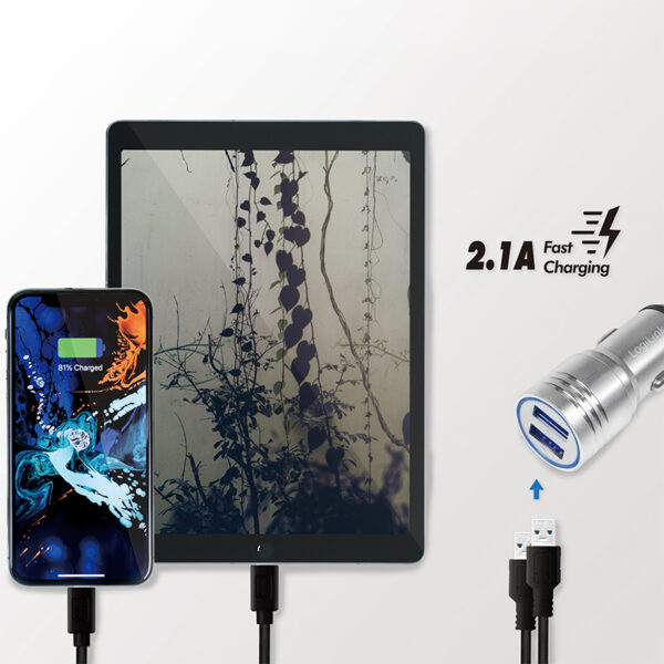 LogiLink USB-auto-lader, 2-voudig, met geïntegreerde noodhamer