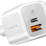 LogiLink Dual-USB-snellaadset, USB-C / USB-A, wit