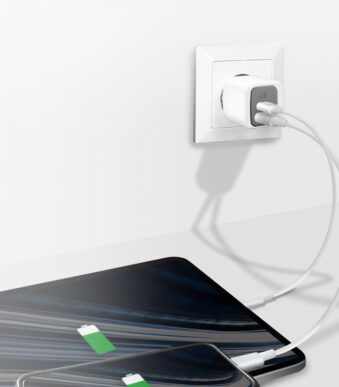 LogiLink Dual-USB-snellaadset, USB-C / USB-A, wit