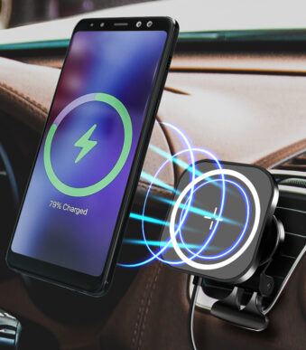 LogiLink magnetische smarphonehouder voor in de auto met laadfunctie, zwart