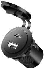 LogiLink Dual-inbouw-laadadapter voor de auto, USB-A en USB-C koppeling