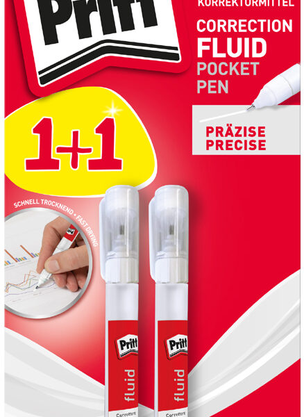 Pritt correctiestift Pocket Pen Fluid, 2 op blisterkaart