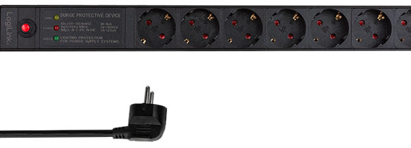 LogiLink 19' stopcontactenlijst, 7-voudig, met netfilter en overspanningsbescherming