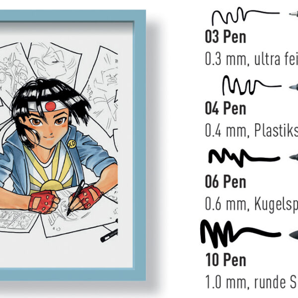 SAKURA Manga-set PIGMA SENSEI, 4 stuks in etui, zwart