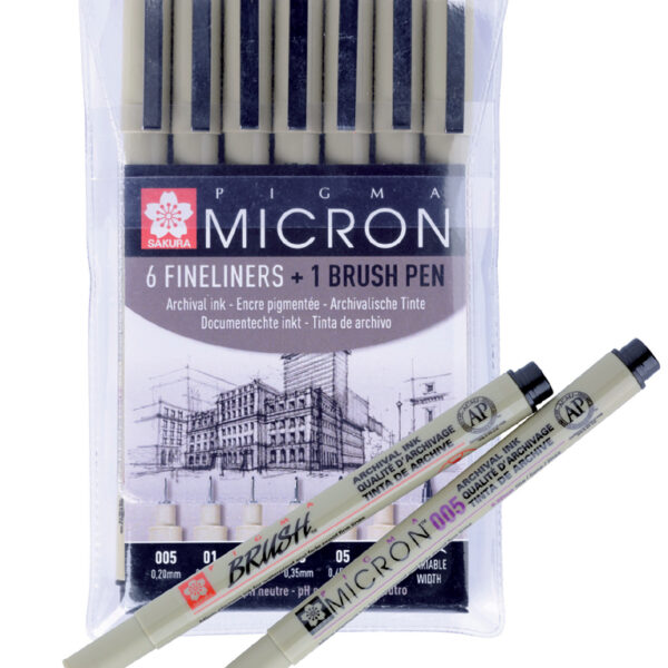 SAKURA Fineliner PIGMA MICRON, 6+1 etui, zwart