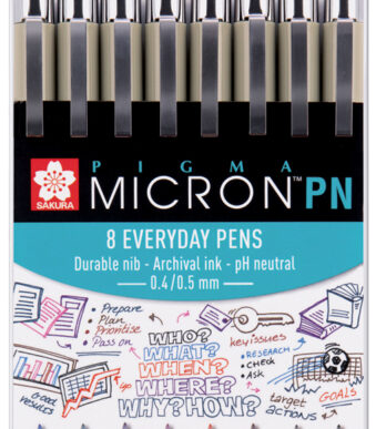 SAKURA Fineliner Pigma Micron PN, 0,5mm, 8 stuks in een set