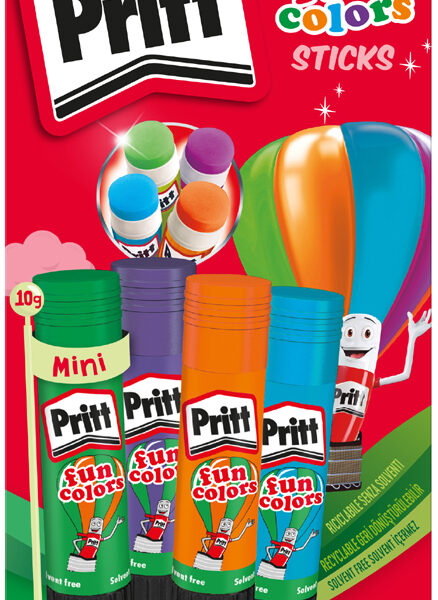 Pritt plakstift Fun Colors, 4 op blisterkaart