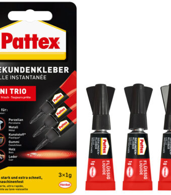 Pattex secondenlijm MINI TRIO, 3 tubes à 1 g