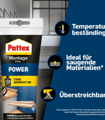 Pattex montagelijm POWER, wit, 250 g staande tube
